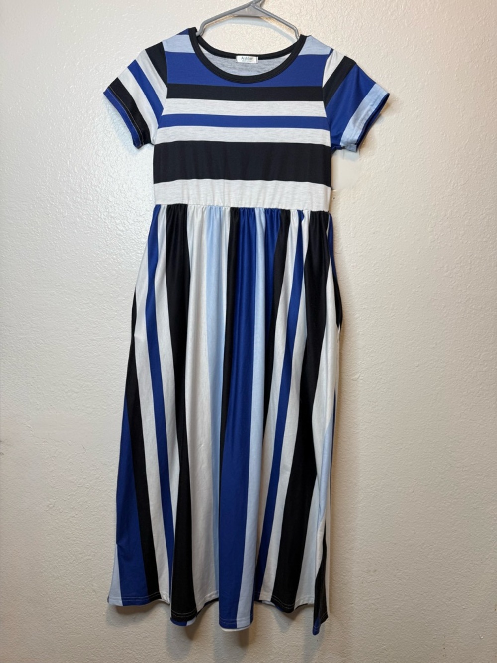 Arshiner Girls Striped Maxi Dress With Pockets Size 150 (14) Casual Party